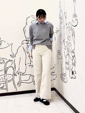 「UNTITLED（アンタイトル）の【8色展開/体型カバー】魅せる"タイムレスニット"（ニット/セーター、グレー系）」を使った、yukktsumiさん（レディース）の秋コーディネート