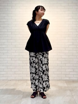 「UNTITLED（アンタイトル）の【旬トレンド】メッシュミュール（サンダル、ブラック系）」を使った、yukktsumiさん（レディース）の夏コーディネート