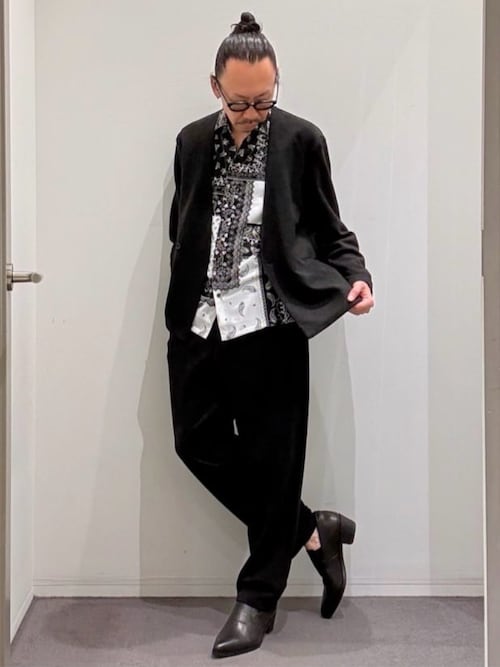 【ブラック】アズレージョプリント 長袖シャツ / ペイズリー柄 セール】 アズレージョプリント 長袖シャツ / ペイズリー柄 （シャツ