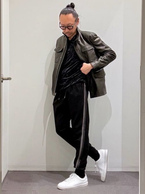 5351 POUR LES HOMMES tシャツ クラッシュベロア Vネック 長袖Tシャツ