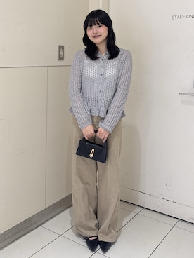 「FREE'S MART（フリーズマート）の◇【3サイズ展開XS-M】ワイドストレートカラーパンツ【低身長サイズ有】（デニムパンツ、ベージュ系）」を使った、mashiroさん（レディース・159cm）の春コーディネート
