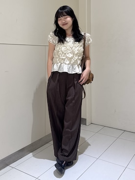 「FREE'S MART（フリーズマート）のアイテム（パンツ）」を使った、mashiroさん（レディース・159cm）の秋コーディネート