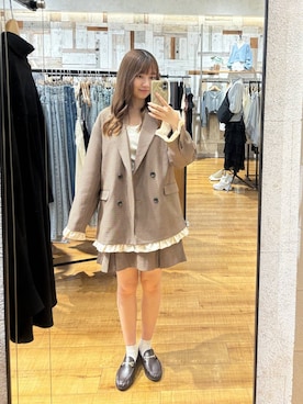 「LOWRYS FARM（ローリーズファーム）のモカシンビットローファー 1064725（ローファー、ブラウン系）」を使った、honon.さん（レディース）の秋コーディネート
