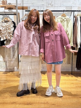 「LOWRYS FARM（ローリーズファーム）のストレッチボリュームヒールブーツ　1044026（ブーツ、ブラウン系）」を使った、honon.さん（レディース）の秋コーディネート