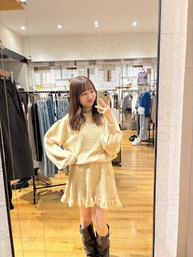 「LOWRYS FARM（ローリーズファーム）のカバーブーツ 1066858（ブーツ、ブラウン系）」を使った、honon.さん（レディース）の秋コーディネート