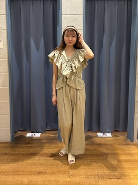 「LOWRYS FARM（ローリーズファーム）のステンレスフープチョーカー 127295（チョーカー、ゴールド系）」を使った、honon.さん（レディース）の夏コーディネート