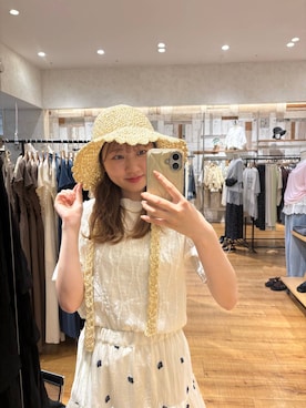 「LOWRYS FARM（ローリーズファーム）のジャガードフリンジ５Ｓ　 495079（Tシャツ/カットソー、ホワイト系）」を使った、honon.さん（レディース）の春コーディネート
