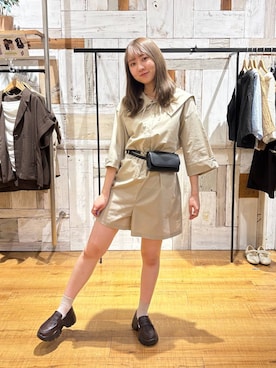 「LOWRYS FARM（ローリーズファーム）のボリュームローファー　634544（ローファー、ブラウン系）」を使った、honon.さん（レディース）の春コーディネート