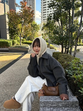 「hellam（へラム）のアイテム（ジャケット/アウター）」を使った、9kuhさん（レディース・160cm）の冬コーディネート