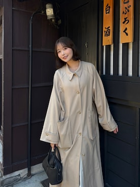 「OLUN（オルン）の3way long trench coat/3wayロングトレンチコート（トレンチコート、ベージュ系）」を使った、Karinさん（レディース・160cm）の春コーディネート