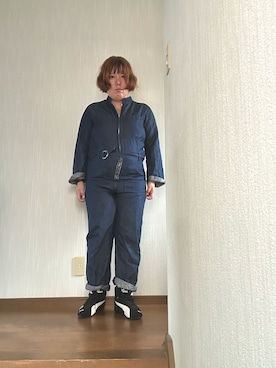 「アイテム（つなぎ/オールインワン、ブルー系）」を使った、tmgaさん（レディース・154cm）の秋コーディネート