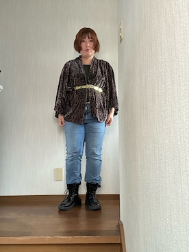 「古着のアイテム（ジャケット/アウター、ブラウン系）」を使った、tmgaさん（レディース・154cm）の秋コーディネート