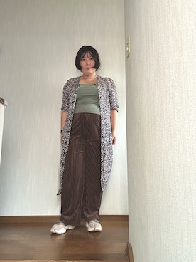 「アイテム（キャミソール、グリーン系）」を使った、tmgaさん（レディース・154cm）の秋コーディネート