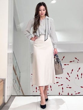 「アイテム（バンダナ/スカーフ、パープル系）」を使った、エリカさん（レディース・165cm）の秋コーディネート
