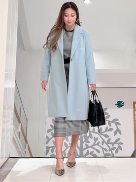 「アイテム（チェスターコート、ブルー系）」を使った、エリカさん（レディース・165cm）の秋コーディネート