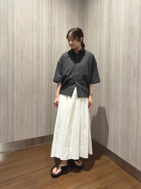 「URBAN RESEARCH DOORS（アーバンリサーチドアーズ）のOOFOS　OORIGINAL（サンダル、ブラック系）」を使った、ひなのさん（レディース・147cm）の夏コーディネート