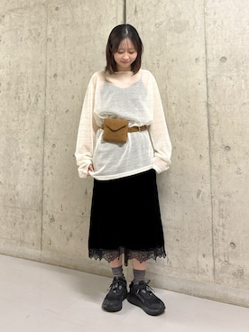 「KBF（ケイビーエフ）のアイテム（スカート）」を使った、ひなのさん（レディース・147cm）の秋コーディネート