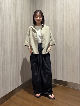 「URBAN RESEARCH DOORS（アーバンリサーチドアーズ）のOOFOS　OORIGINAL（サンダル、ブラック系）」を使った、ひなのさん（レディース・147cm）の夏コーディネート