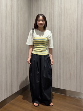 「URBAN RESEARCH DOORS（アーバンリサーチドアーズ）のHigh Gauge Cotton T-shirts（Tシャツ/カットソー、ホワイト系）」を使った、ひなのさん（レディース・147cm）の夏コーディネート