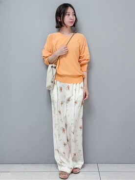 「アイテム（シューズ、ゴールド系）」を使った、yさん（レディース・157cm）の春コーディネート