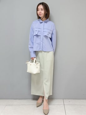「アイテム（ショルダーバッグ、パープル系）」を使った、yさん（レディース・157cm）の春コーディネート