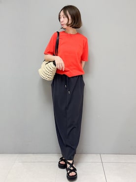 「OPAQUE.CLIP（オペークドットクリップ）のクロスベルトデザインサンダル（サンダル）」を使った、yさん（レディース・157cm）の春コーディネート
