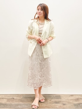 「アイテム（Tシャツ/カットソー、ゴールド系）」を使った、Asukaさん（レディース・149cm）の春コーディネート