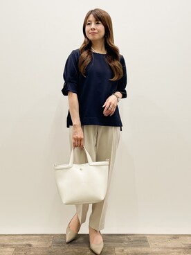 「OPAQUE.CLIP（オペークドットクリップ）の大小フェイクパールネックス（Necklace、ホワイト系）」を使った、Asukaさん（レディース・149cm）の春コーディネート