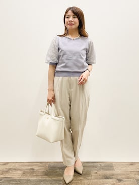 「OPAQUE.CLIP（オペークドットクリップ）の大小フェイクパールネックス（Necklace、ホワイト系）」を使った、Asukaさん（レディース・149cm）の春コーディネート