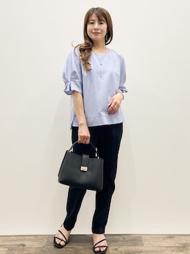「OPAQUE.CLIP（オペークドットクリップ）の2WAYフェイクパールスライドネックレス（Necklace、シルバー系）」を使った、Asukaさん（レディース・149cm）の春コーディネート