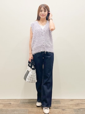 「アイテム（ベスト、パープル系）」を使った、Asukaさん（レディース・149cm）の夏コーディネート