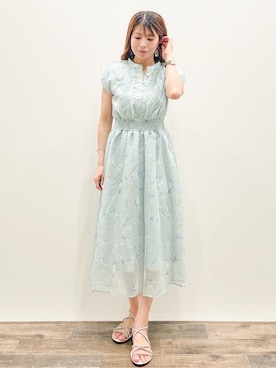 「アイテム（ワンピース/ドレス、グリーン系）」を使った、Asukaさん（レディース・149cm）の春コーディネート