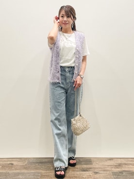 「アイテム（ベスト、パープル系）」を使った、Asukaさん（レディース・149cm）の夏コーディネート