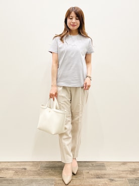 「OPAQUE.CLIP（オペークドットクリップ）の大小フェイクパールネックス（Necklace、ホワイト系）」を使った、Asukaさん（レディース・149cm）の春コーディネート
