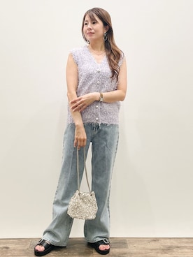 「アイテム（ベスト、パープル系）」を使った、Asukaさん（レディース・149cm）の夏コーディネート