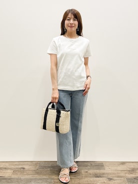 「index（インデックス）の《丈が選べる》ストレートデニムパンツ【洗濯機洗い可】（Pants、ブルー系）」を使った、Asukaさん（レディース・149cm）の春コーディネート
