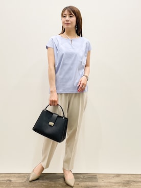 「OPAQUE.CLIP（オペークドットクリップ）の大小フェイクパールネックス（Necklace、ホワイト系）」を使った、Asukaさん（レディース・149cm）の春コーディネート