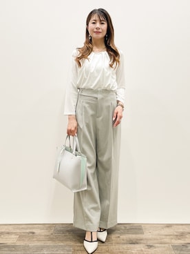 「OPAQUE.CLIP（オペークドットクリップ）のチェーン×フェイクパール2連ネックレス（Necklace、ゴールド系）」を使った、Asukaさん（レディース・149cm）の春コーディネート