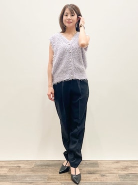 「アイテム（ベスト、パープル系）」を使った、Asukaさん（レディース・149cm）の夏コーディネート