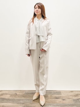 「アイテム（ノーカラージャケット）」を使った、Asukaさん（レディース・149cm）の春コーディネート