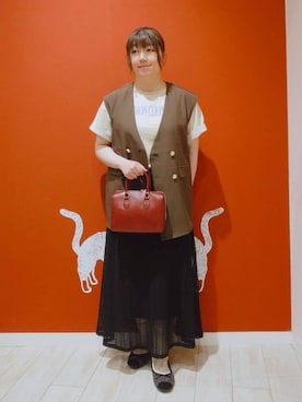 「DRESKIP（ドレスキップ）のアイテム」を使った、みぃーこさん（レディース・155cm）の秋コーディネート