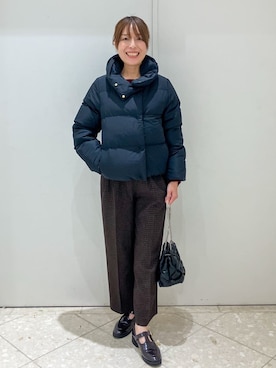 「index（インデックス）のKAWADAダウンショートコート【撥水/洗濯機OK/静電気防止裏地】《XS～LL》（ダウンジャケット/コート、ブルー系）」を使った、Maruさん（レディース・159cm）の冬コーディネート