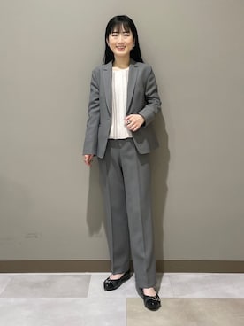 「アイテム（スーツジャケット、グレー系）」を使った、KEIKOさん（レディース・152cm）の春コーディネート