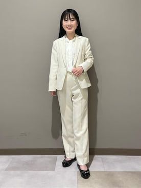 「アイテム（スーツジャケット、ホワイト系）」を使った、KEIKOさん（レディース・152cm）の春コーディネート