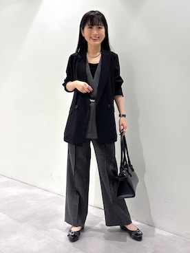 「INDIVI（インディヴィ）の【接触冷感/UVケア/着る日傘】ダブルジャケット（テーラードジャケット、ブラック系）」を使った、KEIKOさん（レディース・152cm）の秋コーディネート
