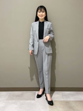 「アイテム（スーツジャケット、グレー系）」を使った、KEIKOさん（レディース・152cm）の春コーディネート