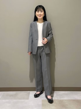 「アイテム（スーツジャケット、グレー系）」を使った、KEIKOさん（レディース・152cm）の春コーディネート