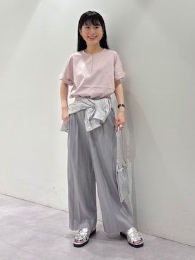 「INDIVI（インディヴィ）の【汗ジミ防止／褒められTシャツ】上品カジュアル！ドルマンTシャツ（Tシャツ/カットソー、ピンク系）」を使った、KEIKOさん（レディース・152cm）の夏コーディネート