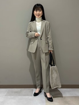 「アイテム（スーツジャケット、ブラウン系）」を使った、KEIKOさん（レディース・152cm）の冬コーディネート