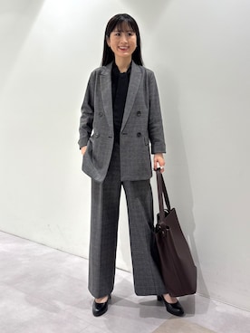 「INDIVI（インディヴィ）の【洗濯機OK／ストレッチ◎】秋はじめのダブルジャケット（テーラードジャケット、グレー系）」を使った、KEIKOさん（レディース・152cm）の秋コーディネート
